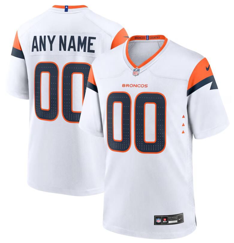 Men Denver Broncos Nike white Custom Game 2024 NFL Jersey->customized nfl jersey->Custom Jersey